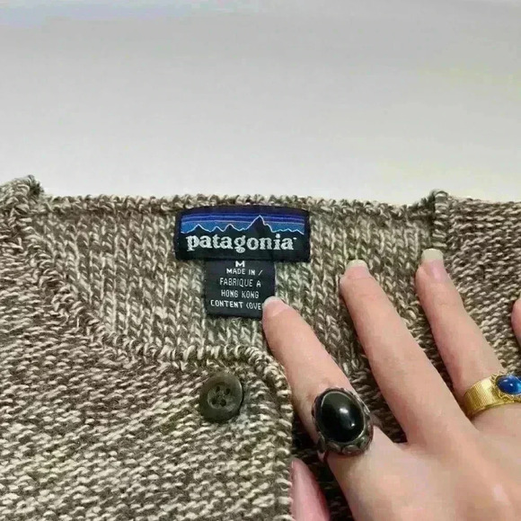 Patagonia Tan Long Sleeve Button Up Wool Gabardine Sweater Womens Size Medium - Picture 3 of 9